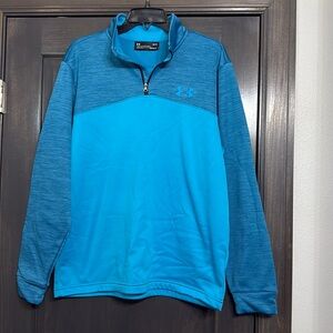UNDER ARMOUR mens coldgear 1/4 zip‎ teal blue sweatshirt fleece